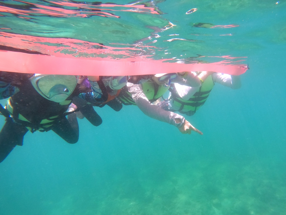 プーケットのバナナビーチでファミリーシュノーケリング