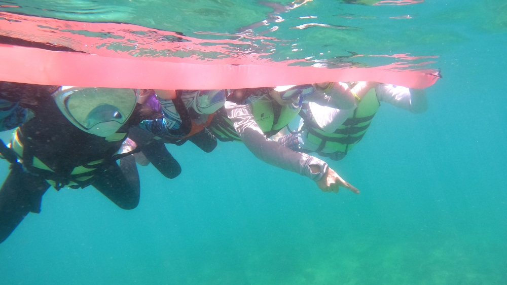 プーケットのバナナビーチでファミリーシュノーケリング